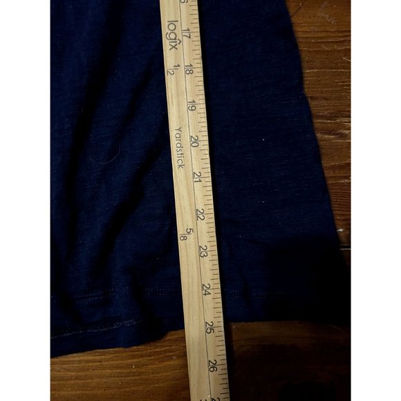 Chaps women's navy blue pullover v-neck top size L buttons & embroidery at neck - Picture 8 of 8